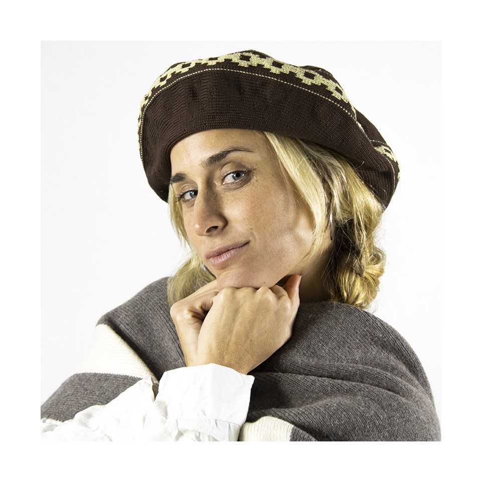 Cotton beret with Pampa cross pattern |El Boyero