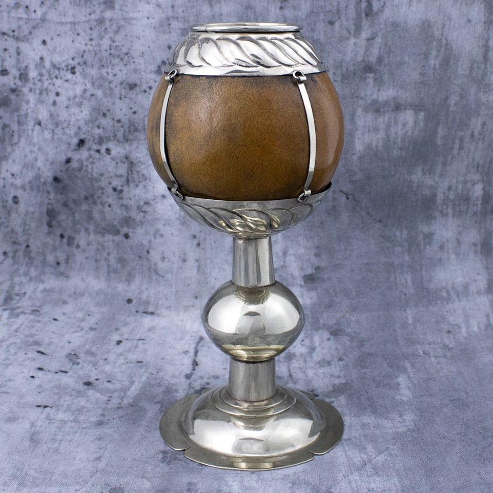 Gourd mate cup with base and nickel silver |El Boyero