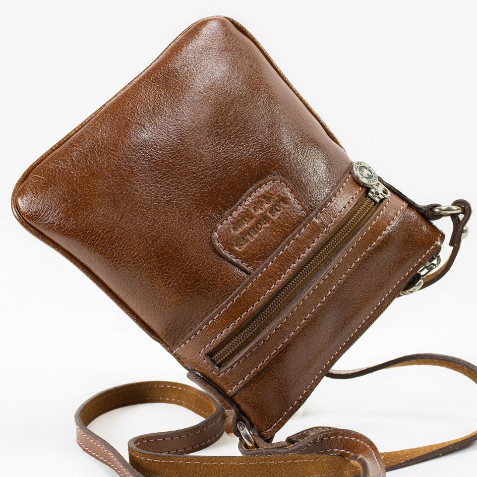 Brown Leather Womens Phone Shoulder Bag Small Vertical Side Bag Handma