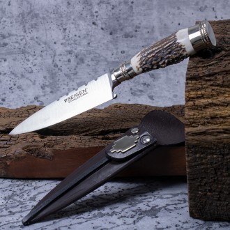 Bowie Knife Argentine Gaucho Asado Wood Barbecue Knife Fork Sharpener.  Stainless Steel. Cuchillo Artesanal Argentina Madera Y Acero 