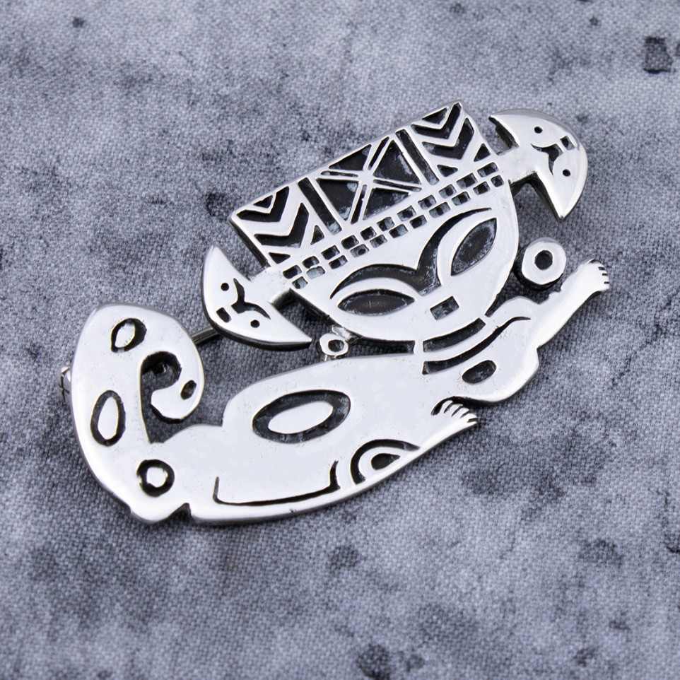 Sterling silver brooch - Feline design |El Boyero