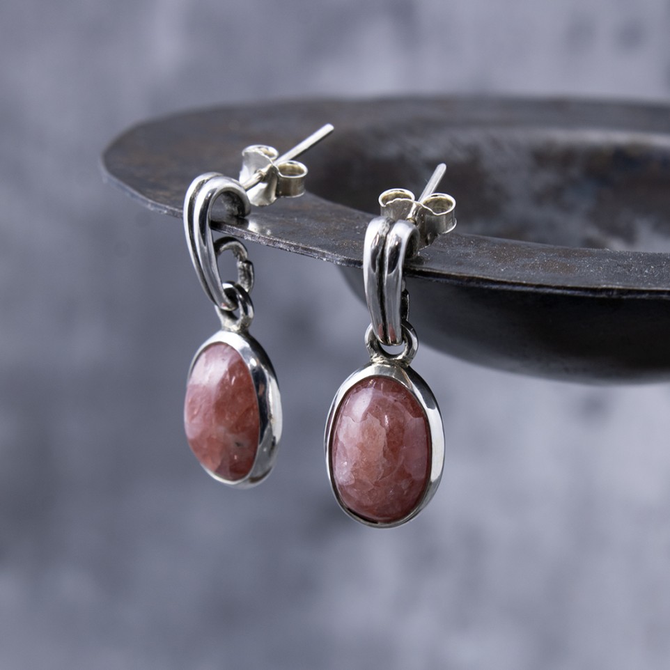 Sterling silver earrings with rhodochrosite |El Boyero