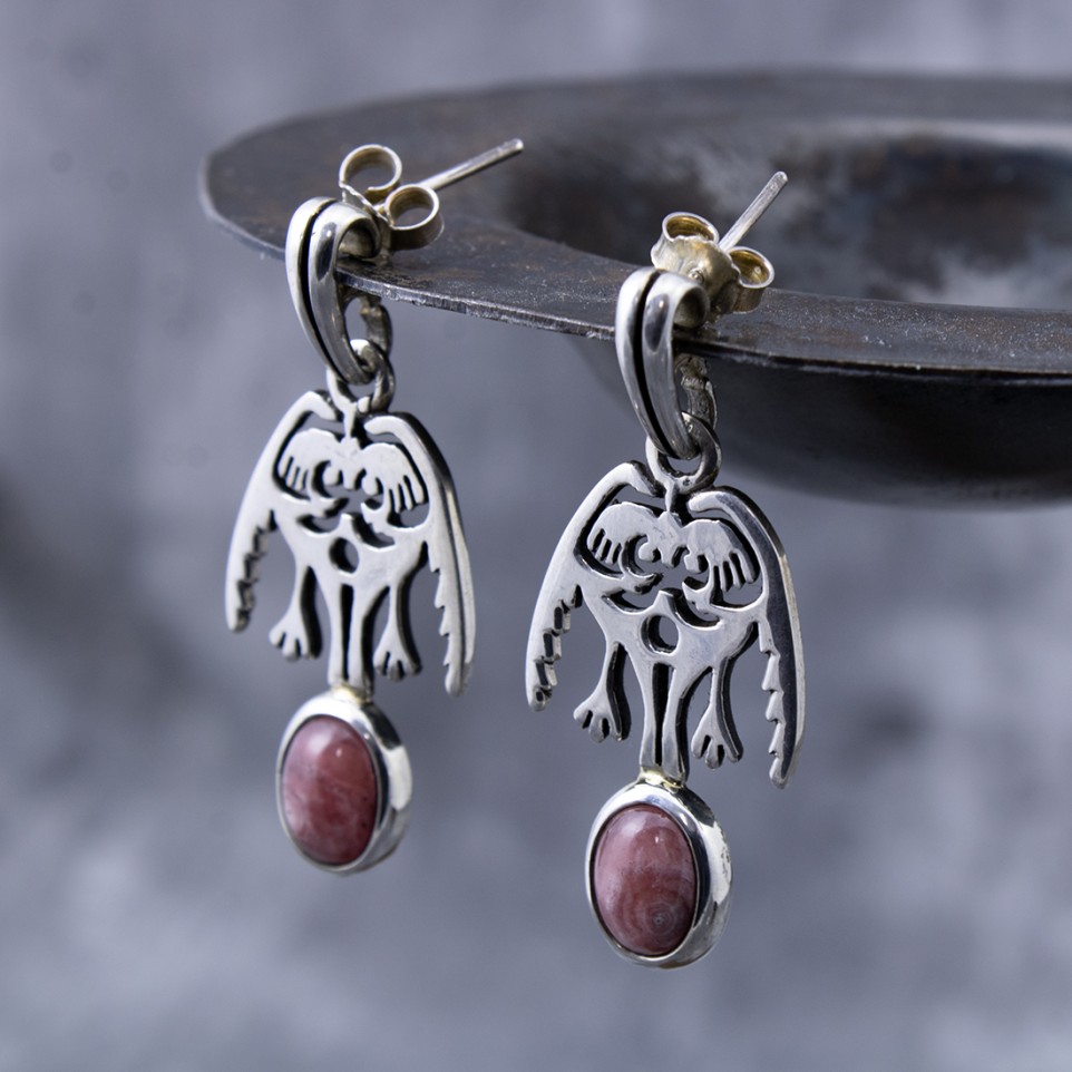 Sterling silver earrings with rhodochrosite |El Boyero