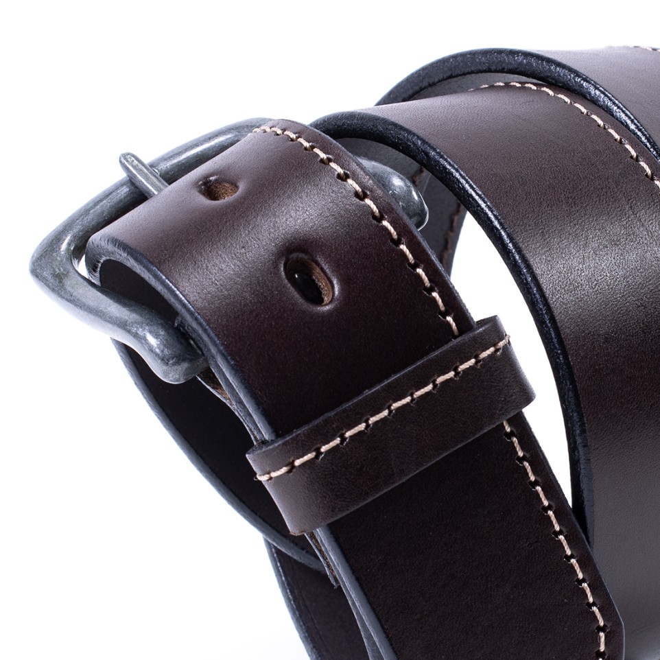 Thick cowhide leather belt with stitch |El Boyero