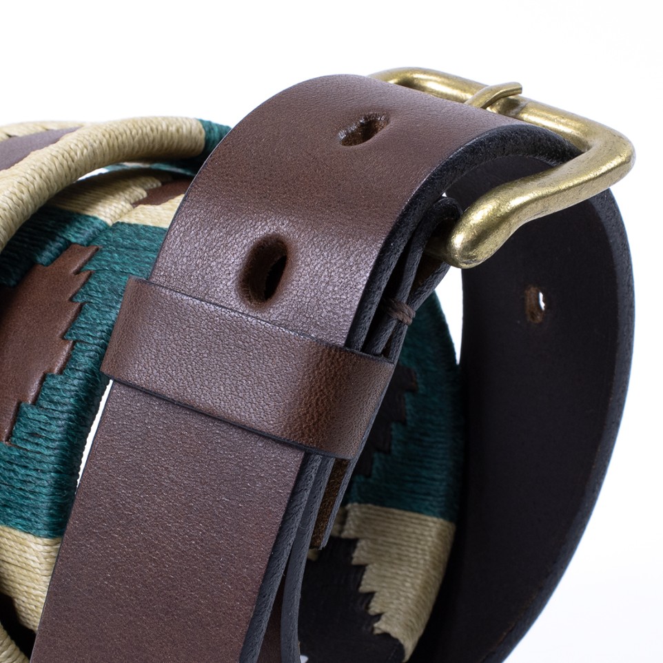 Pampa pattern embroidered leather belt |El Boyero