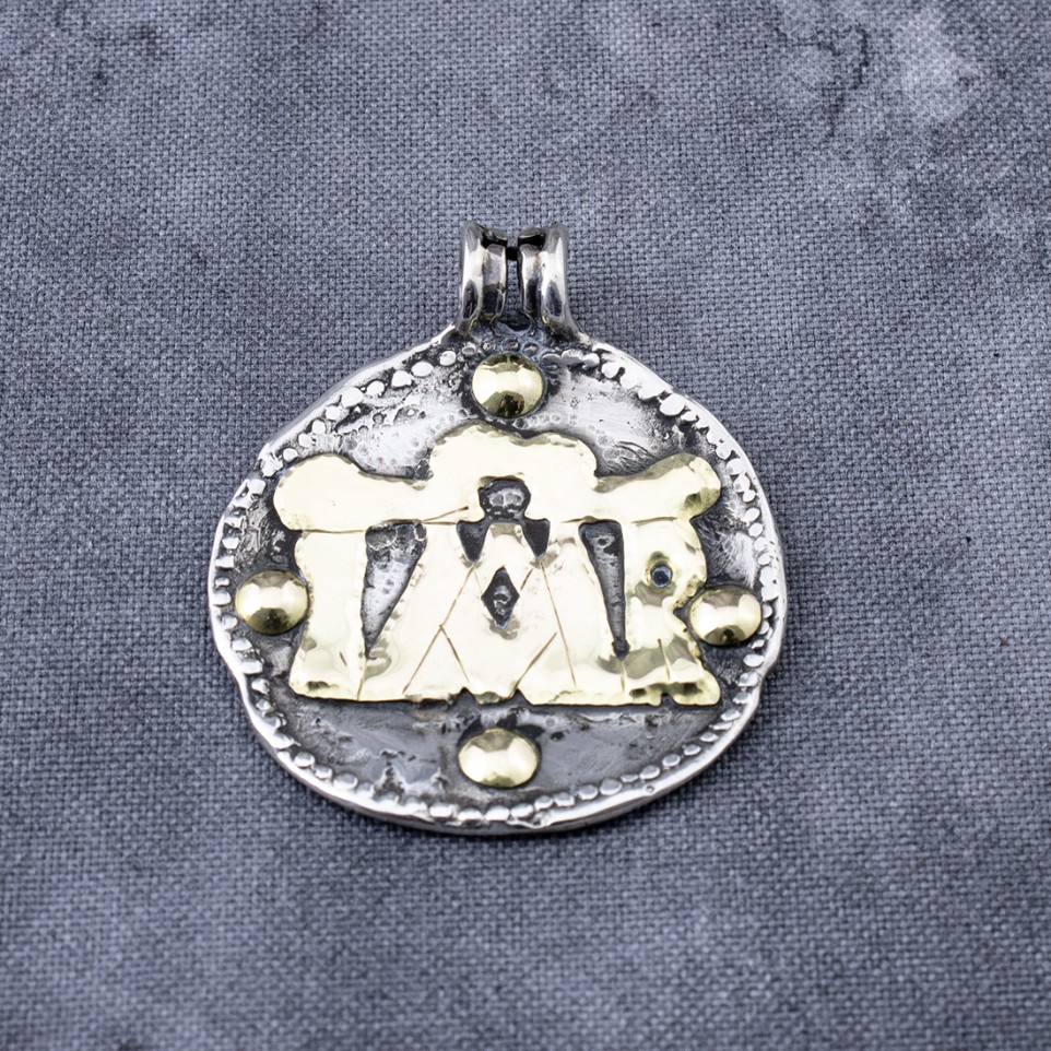 Sterling silver and gold Virgin Mary big size pendant |El Boyero