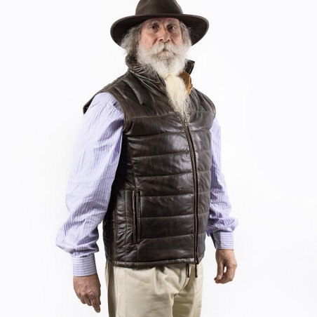 Men Leather Down Vest