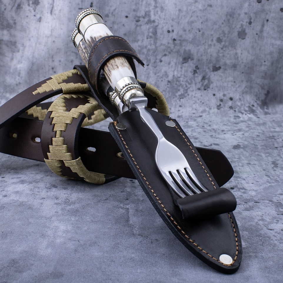Deer horn handle knife and fork set |El Boyero