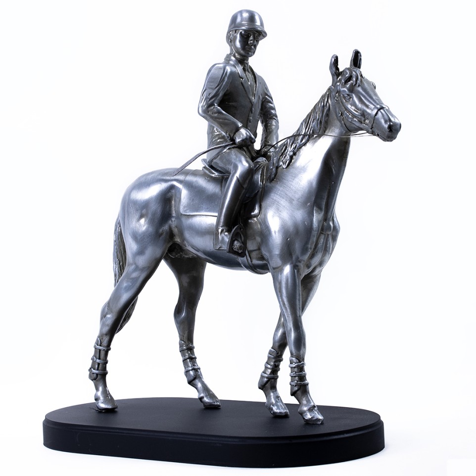 Horse rider pewter plated statuette |El Boyero