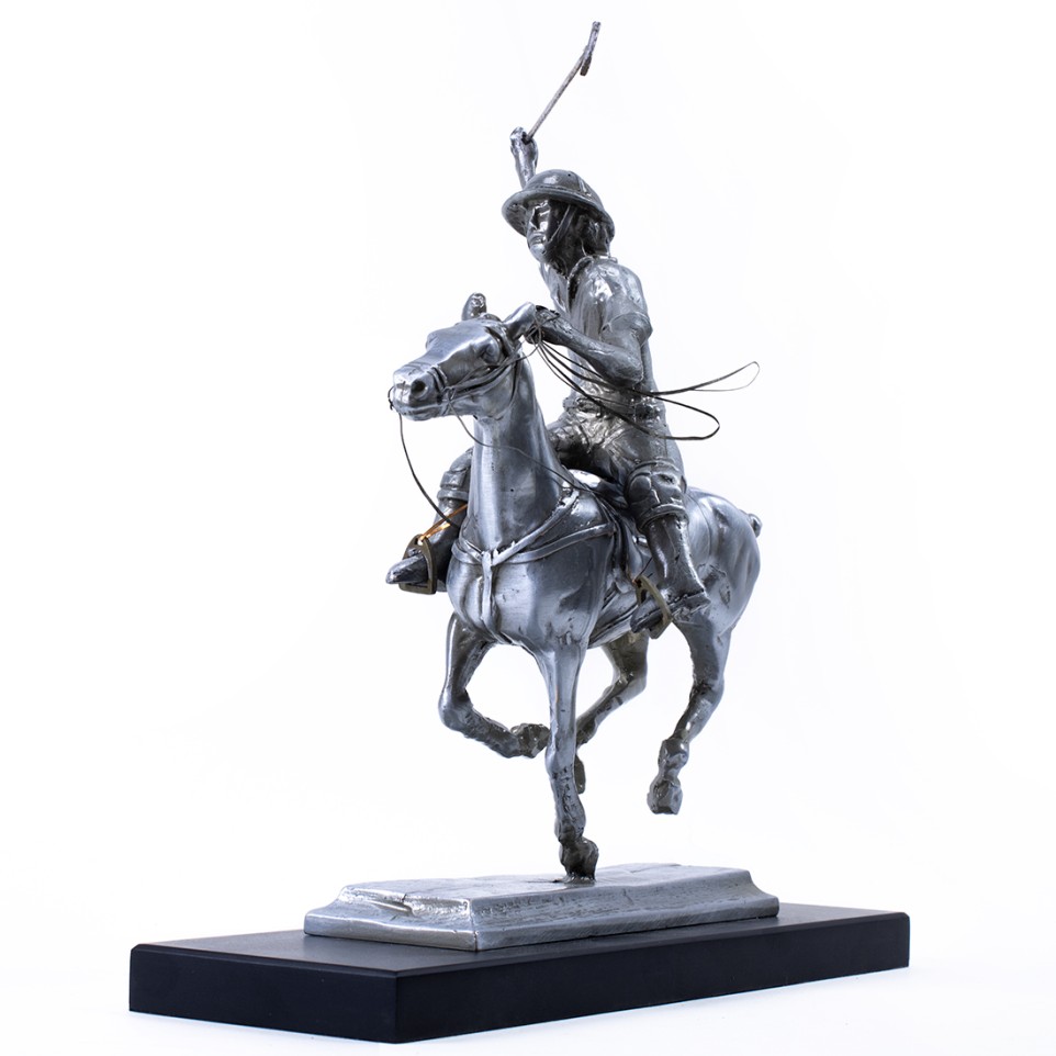 Small polo horse pewter plated statuette |El Boyero
