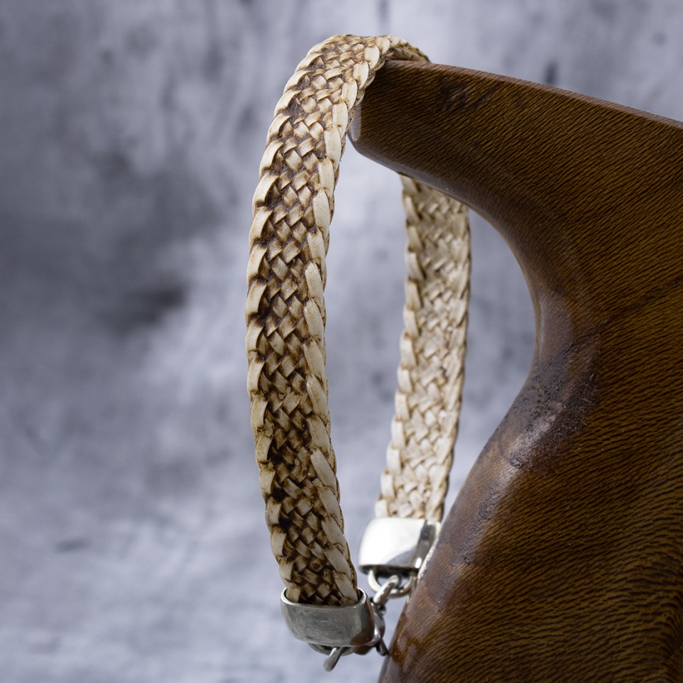 Braided leather bracelet with nickel silver |El Boyero