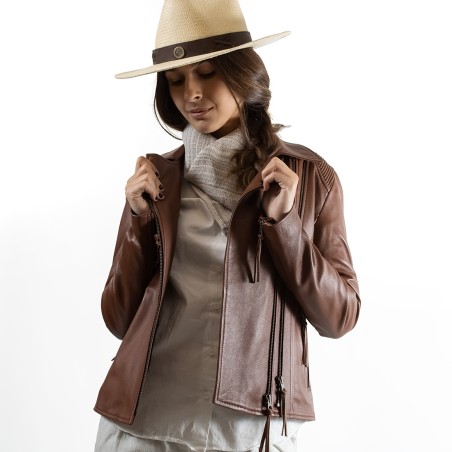 Campera marron online mujer