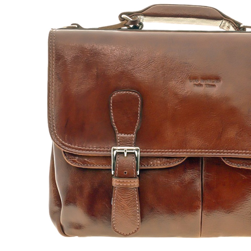 Soft black cow leather briefcase with buckles |El Boyero