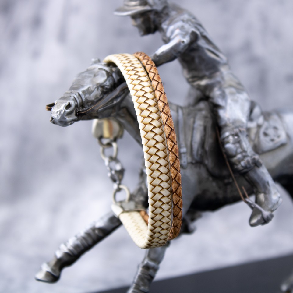 Braided leather and nickel silver bracelet |El Boyero