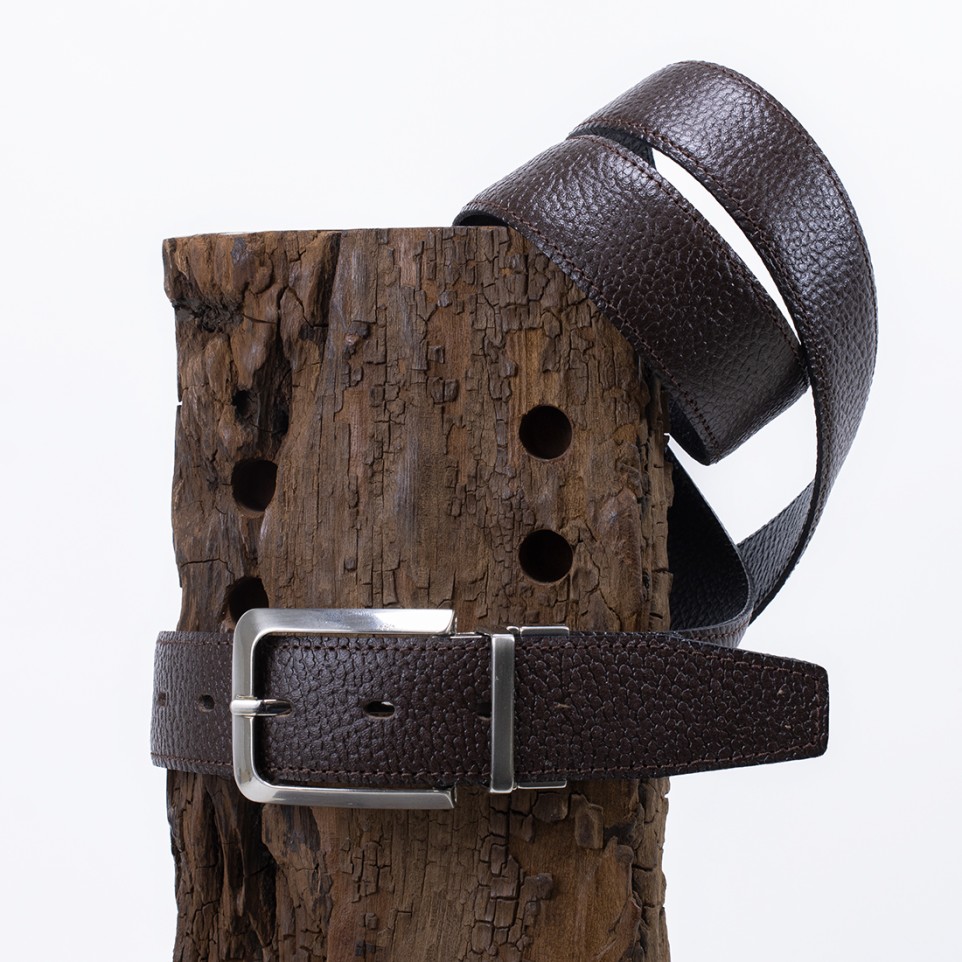 Reversible textured leather belt |El Boyero