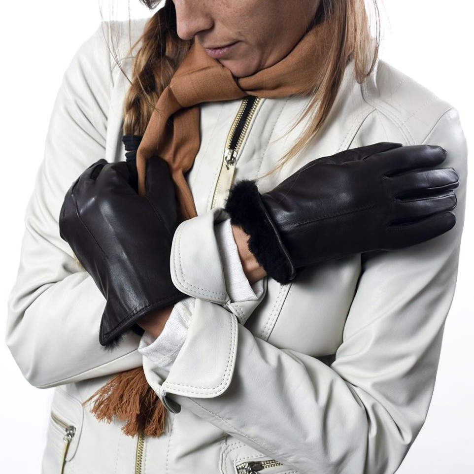 Goat leather lady gloves with fur |El Boyero