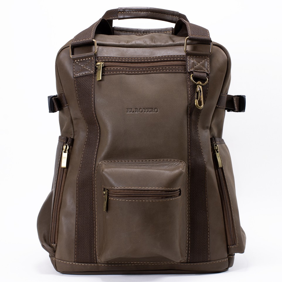 Large leather backpack with double handle |El Boyero
