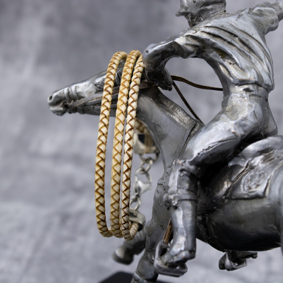 Triple braided leather and nickel silver bracelet |El Boyero