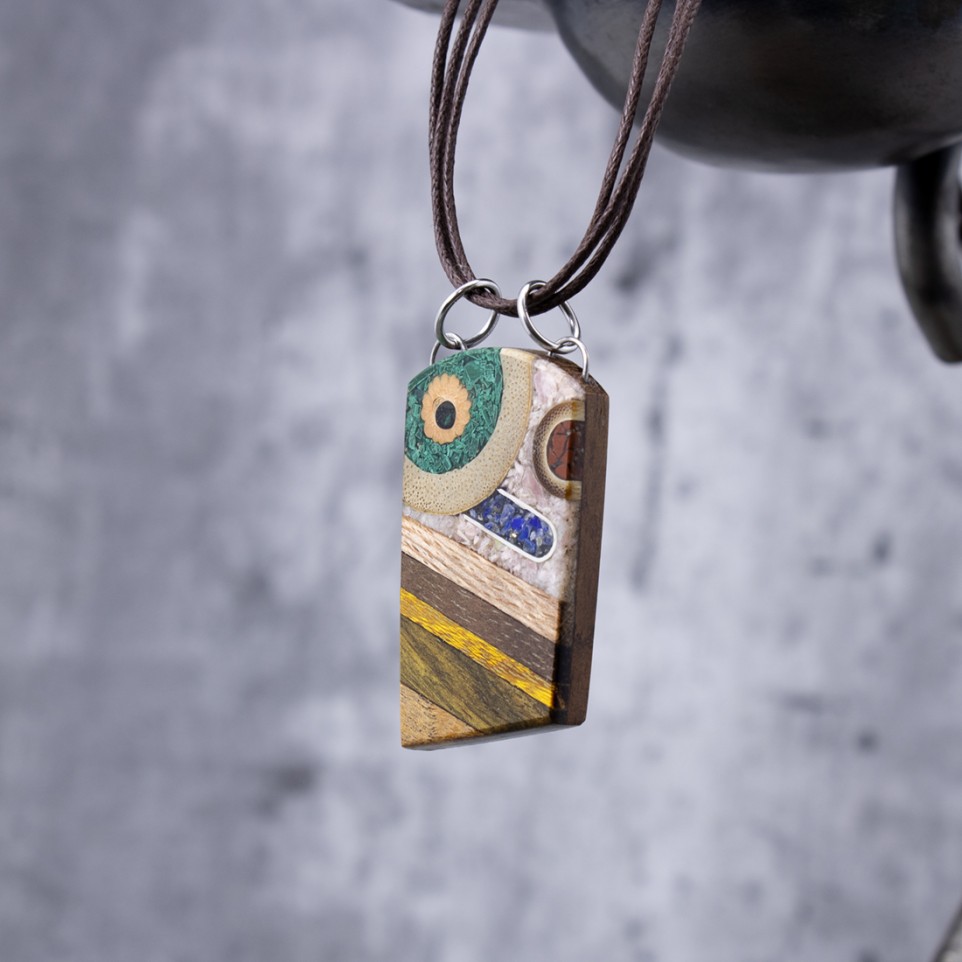 Sterling silver and wood pendant - Unique piece |El Boyero