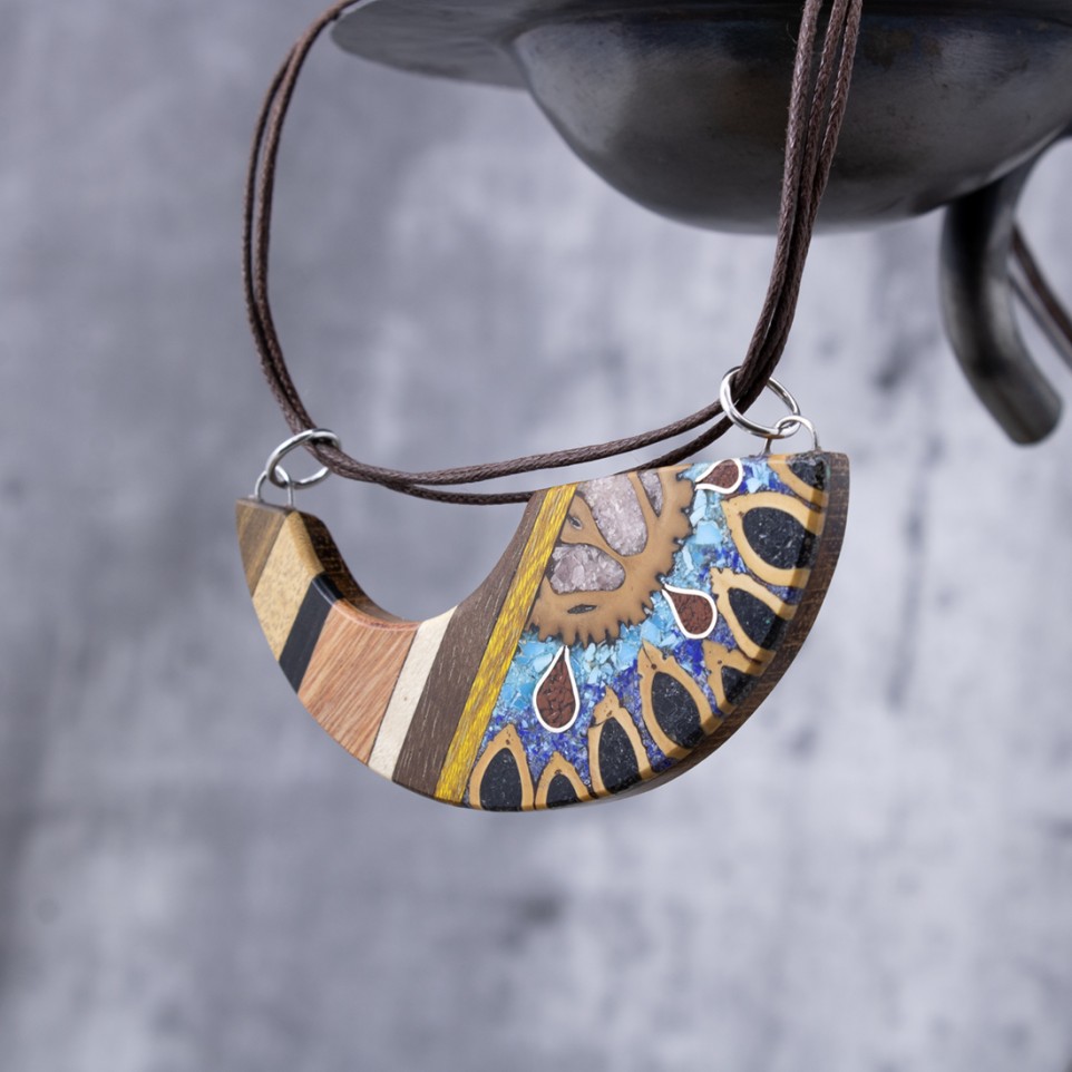 Sterling silver and wood pendant - Unique piece |El Boyero
