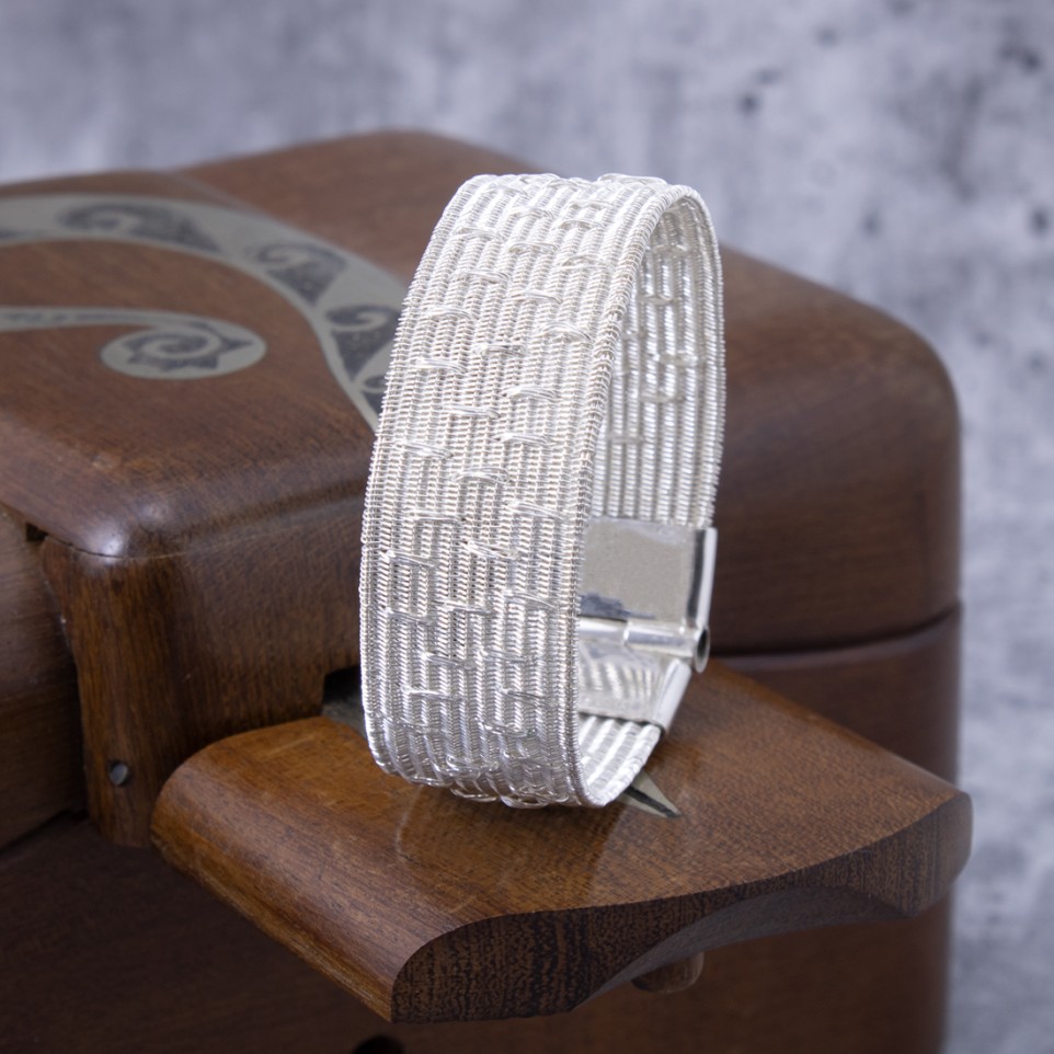 Sterling silver threads thin bracelet |El Boyero