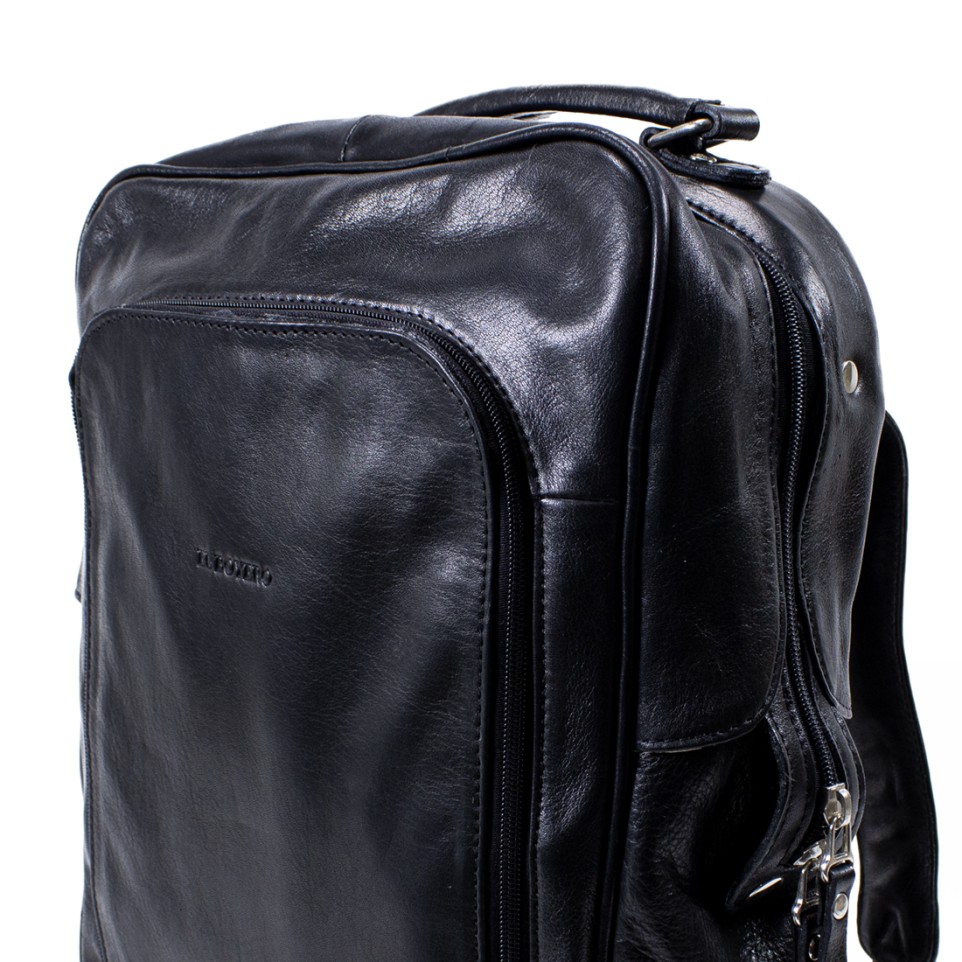 Mens black leather hot sale laptop backpack