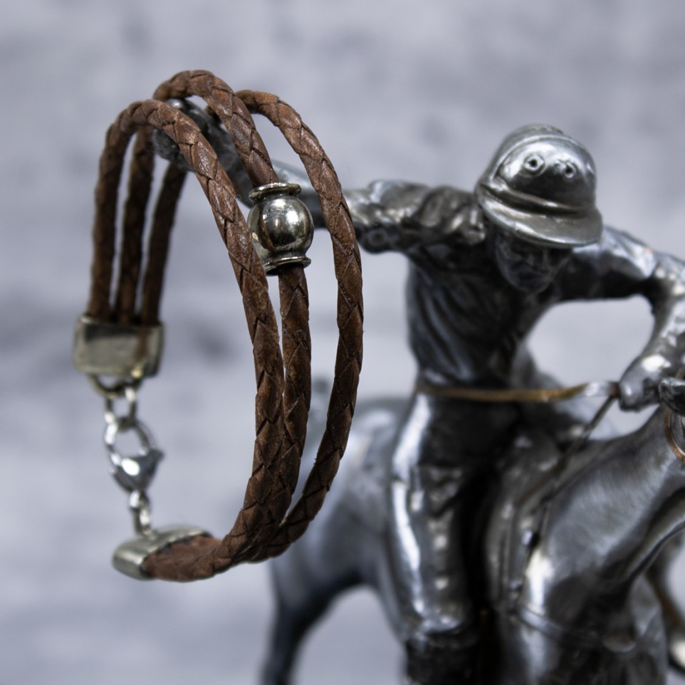 Three layer braided leather and charm bracelet |El Boyero