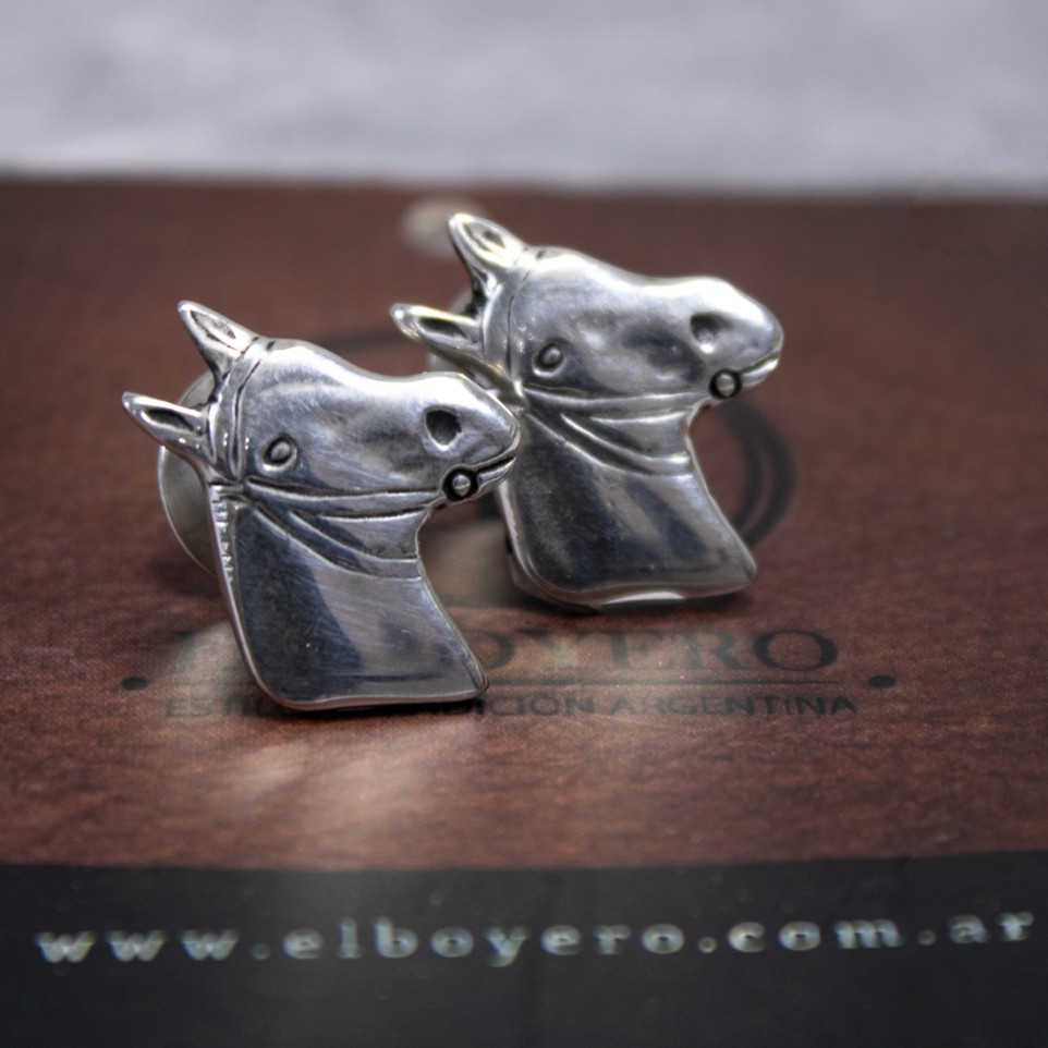 Nickel silver cufflinks for shirt - Horse head design |El Boyero