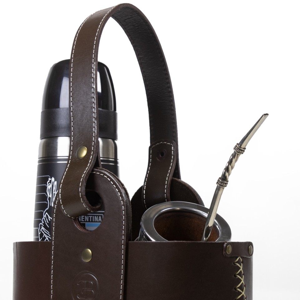 Leather basket bag for Thermos |El Boyero