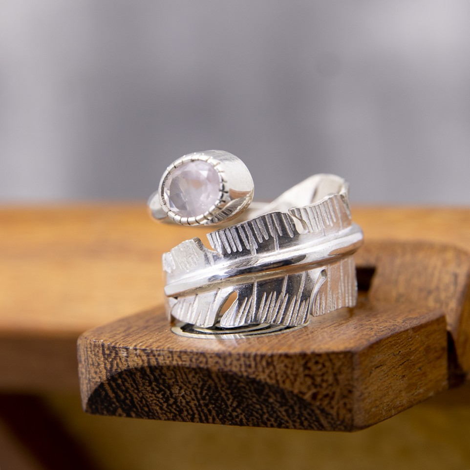 Feather-shape silver ring |El Boyero