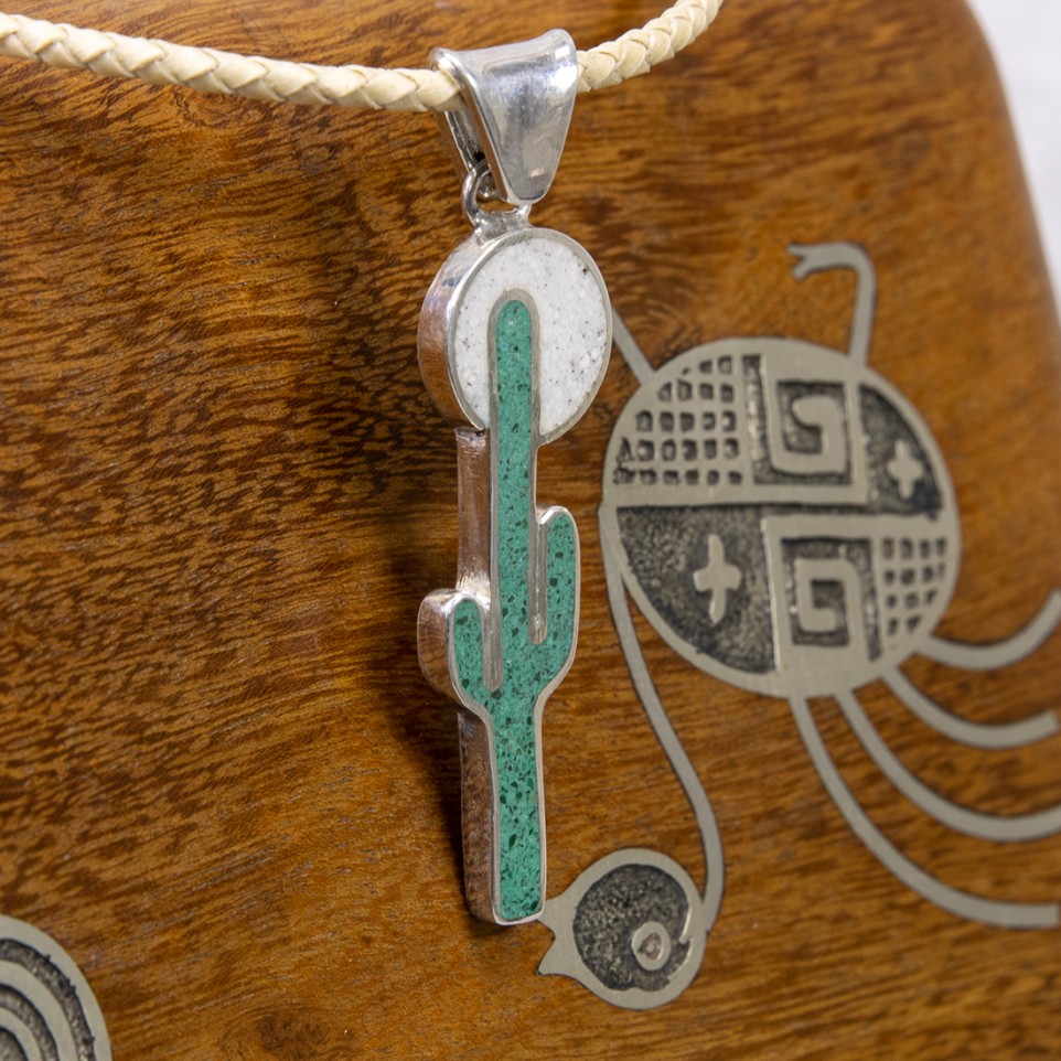 Cactus and moon silver pendant |El Boyero