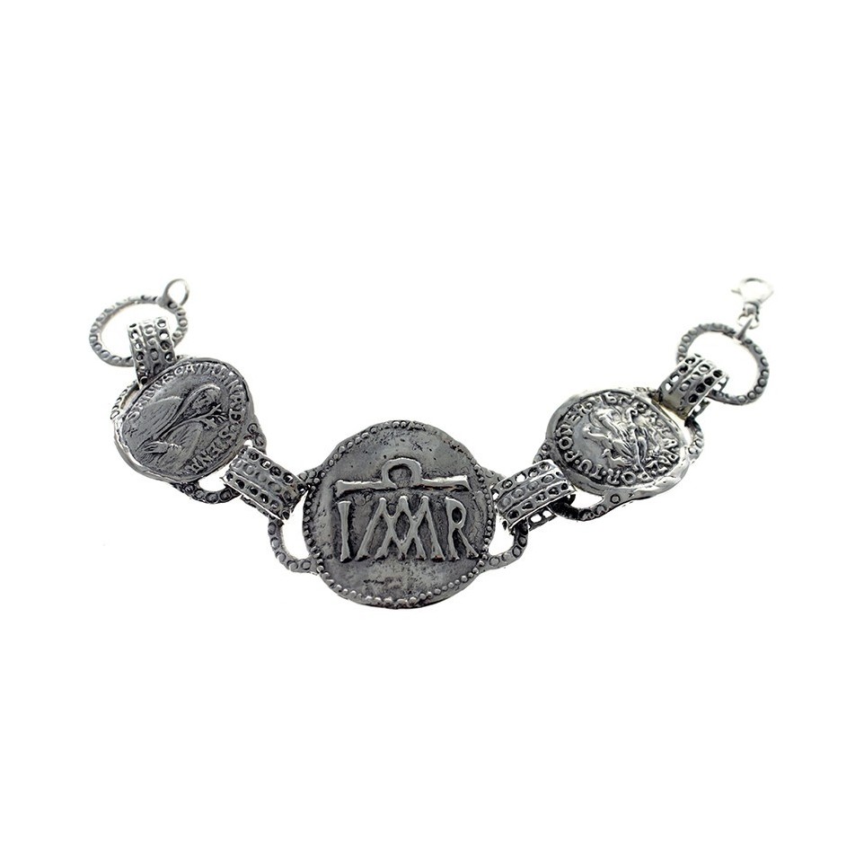 Sterling silver bracelet with ancient religious symbols