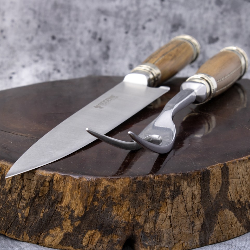 Carving knife set for BBQ with wooden handles |El Boyero