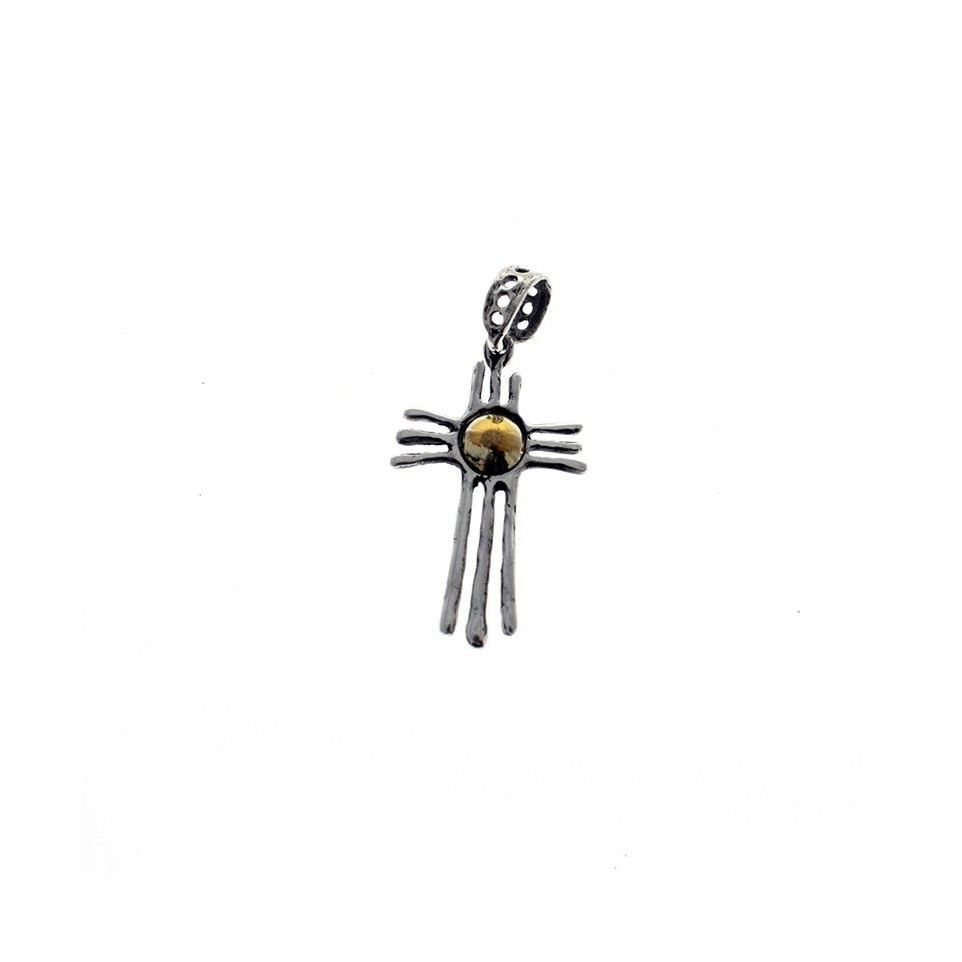 Sterling silver and gold Navajo indian style cross pendant