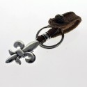 Raw leather keychain with charm