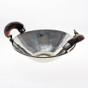 Nickel silver bowl with horn handles