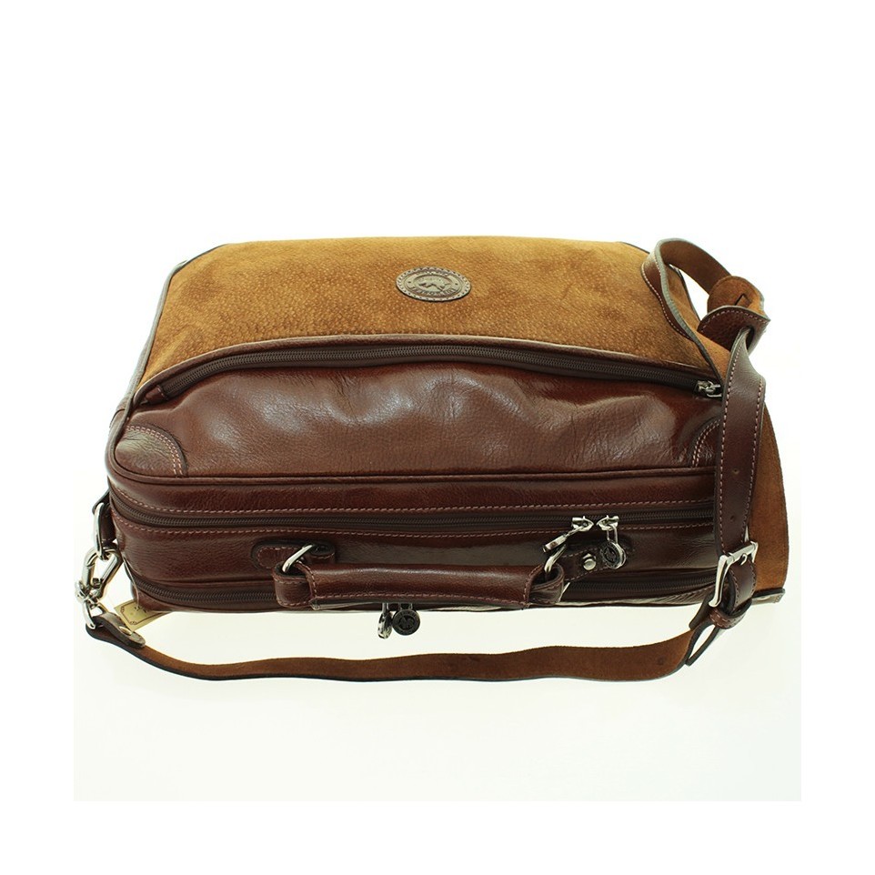Capybara leather doubled-compartment laptop briefcase