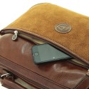 Capybara leather doubled-compartment laptop briefcase