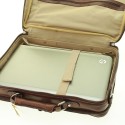 Cow leather doubled-compartment laptop briefcase