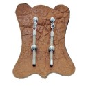 Sterling silver and raw leather stick earrings