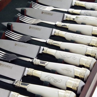 Barbeque set of deer horn knives and forks