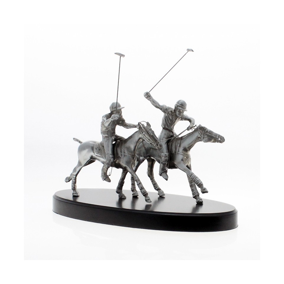 Small polo horses with players pewter plated statuette |El Boyero