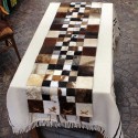 Cowhide brown and white table runner