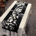 Cowhide black and white table runner