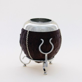 Mate of gourd covered with calf leather