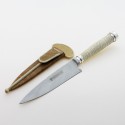 Knife with handle in braided leather and silver. Fine craftwork.