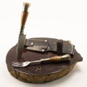Wooden fork and knife set for barbeque